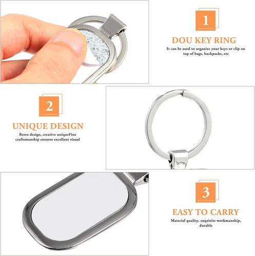Vista 4 de ARTIBETTER 5 llaveros en blanco, llavero de transferencia de calor, llavero de metal DIY llavero en blanco con llaveros para hacer regalos, Plata 1