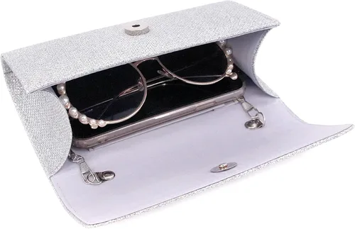 Vista 4 de Naimo - Deslumbrante bolsa pequeña de solapa con cadena desmontable para eventos nocturnos
