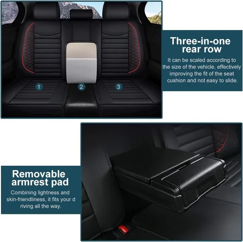 Vista 3 de Juego completo de fundas de asiento de automóvil, compatibles con V40 2000-2004 de 5 asientos, piel sintética, cobertura completa, fundas de asiento