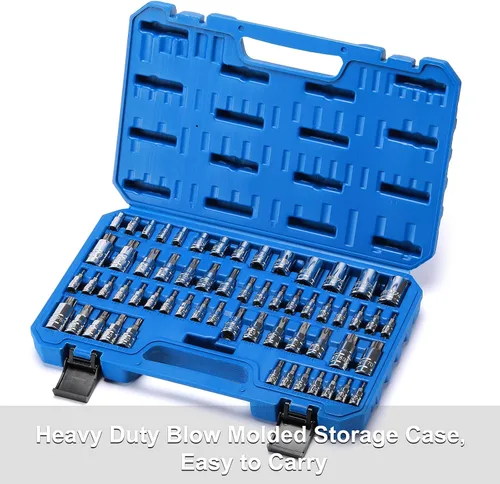 Vista 6 de CASOMAN Master Torx Bit Socket y Torx externo juego de 60 piezas, acero S2 y Cr-V, E4-E24, T6-T70, TT6-TT70, TP8-TP60