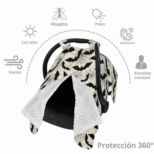 Vista 6 de Cubierta de lactancia para asiento de coche de bebé de murciélago negro, cubierta de lactancia para recién nacido, manta para regalo de ducha