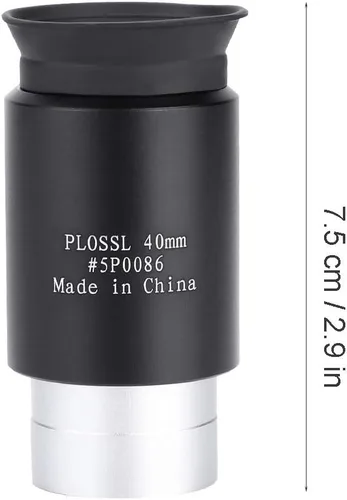 Vista 2 de Plossl ocular, 1.25" 1.575 in totalmente recubierto, negro, principiante, entusiastas de la astronomía