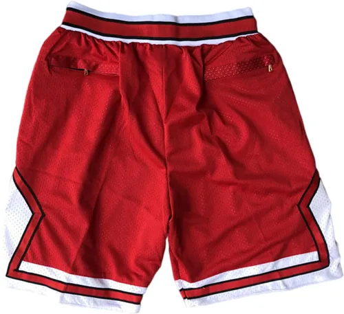 Vista 2 de Pantalones cortos de baloncesto para hombre, estilo retro, con bolsillos, malla de secado rápido, Rojo