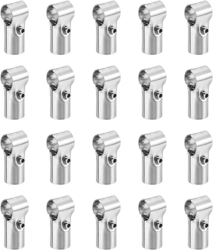 Vista 9 de uxcell Conector de tubería estructural, abrazaderas de tubería de unión de 180 grados de 2 vías, 10 juegos de rieles de esquina de acero inoxidable