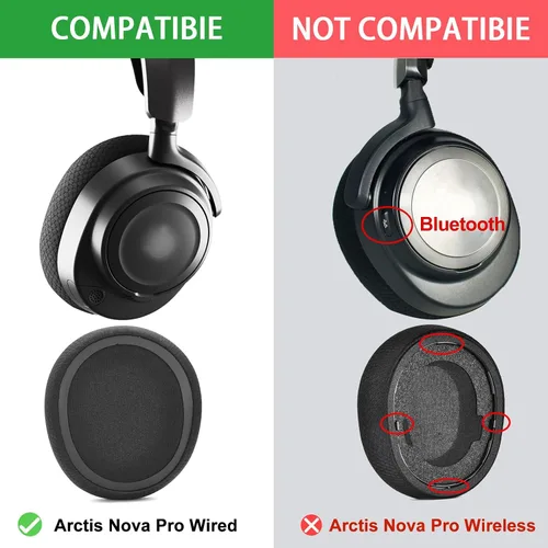 Vista 3 de Defean Almohadillas de tela de malla de repuesto compatibles con auriculares SteelSeries Arctis Nova Pro Wired, Nova Negro