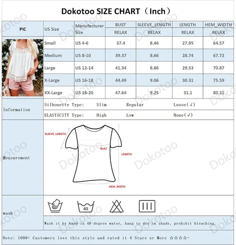 Vista 6 de Dokotoo Blusa casual de encaje con cuello cuadrado para mujer
