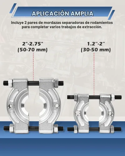 Vista 3 de DAYUAN Juego de 12 extractores separadores de rodamientos, resistente capacidad de 5 toneladas, kit de extractor de rodamientos de 2" y 3