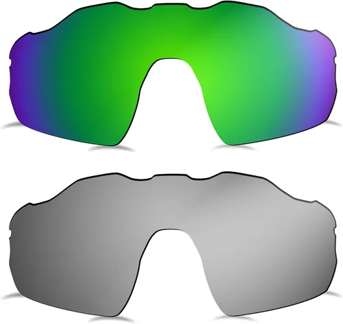 Vista 16 de Lentes polarizadas de repuesto para gafas de sol Oakley Radar EV Pitch OO9211, 2 pares - MultiOptions Negro+Azul