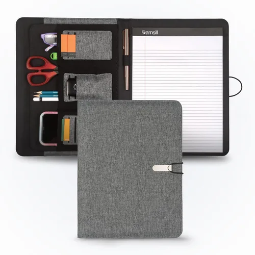 Vista 15 de Samsill Professional Padfolio, cartera mini de piel sintética, con bloc de notas de 5 x 8, color negro