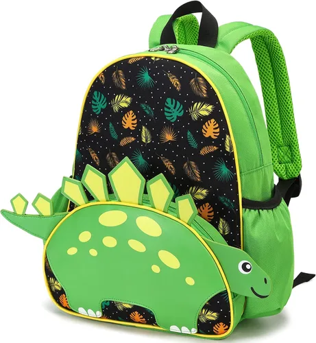 Vista 9 de CAMTOP Bonita mochila para niños pequeños pequeños en 3D con diseño de animales de dibujos animados para niñas y niños Verde Dinosaur Green