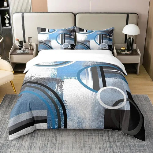 Vista 38 de Erosebridal Juego de ropa de cama de 100 % algodón a cuadros para niños y niñas, funda de edredón a cuadros, funda de edredón moderna geométrica