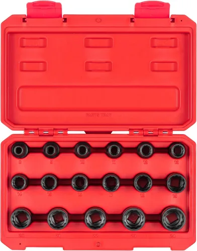 Vista 7 de TEKTON Juego de llaves de impacto de 1/2 pulgada, 17 piezas SID92337 (5/16 - 1-1/4 pulg ), Profundo, 12 puntos, caso