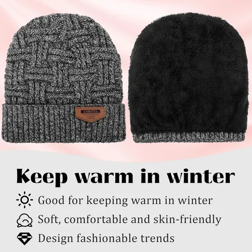 Vista 121 de Loritta Gorro de invierno cálido de punto grueso y holgado para hombre