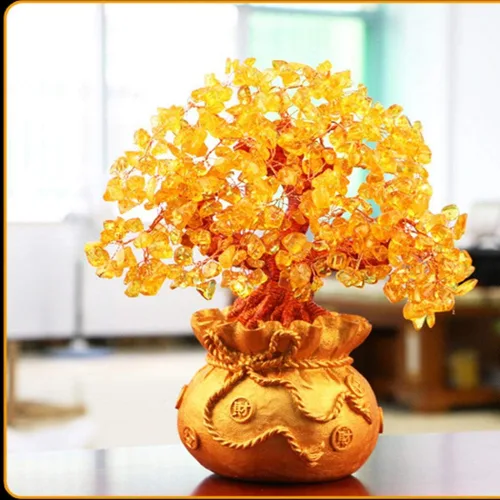 Vista 5 de Figuras, estatuas/adornos de Feng Shui, árbol de dinero de cristal geloso, árbol de dinero de cuarzo con piedras preciosas para decoración del hogar