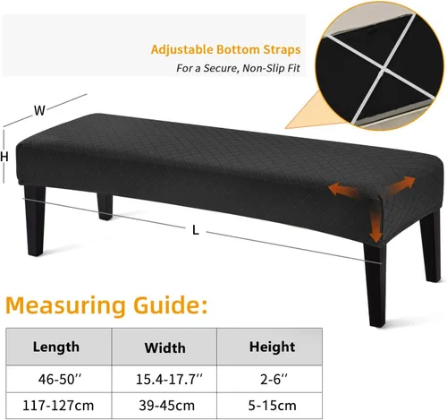 Vista 3 de YISUN Fundas de banco impermeables para comedor, funda de banco de jacquard elástica, antipolvo, extraíble, lavable, protector de asiento de silla