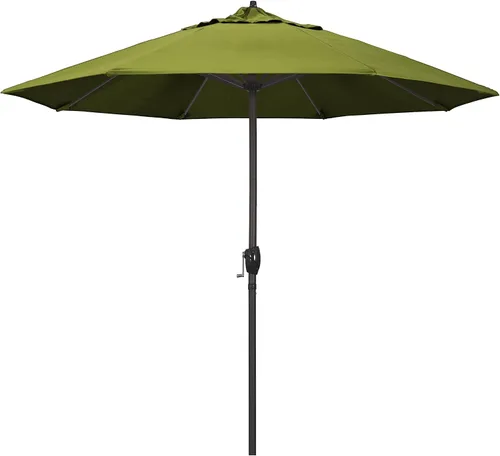 Vista 15 de California Umbrella Sombrilla redonda de aluminio de 9 pies para terraza, piscina o patio, manivela elevadora, inclinación automática, poste