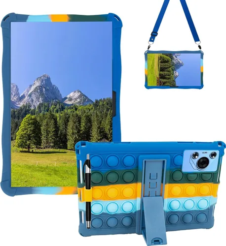 Vista 15 de Funda de silicona para tablet con soporte, correa para el hombro, lápiz capacitivo, funda suave compatible con Lenovo Tab One/K9 de 8.7 pulgadas
