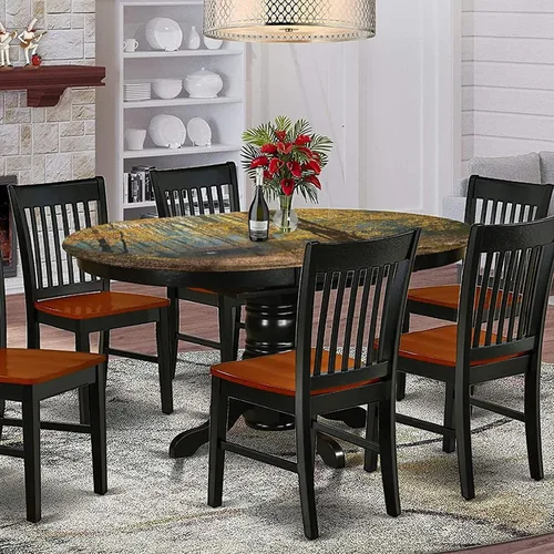 Vista 2 de XISUNYA Mantel ovalado ajustable de poliéster elástico para otoño, árboles de otoño con hojas descoloridas, se adapta a mesas ovaladas de hasta 36 x
