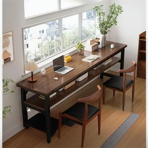 Vista 3 de Escritorio de oficina cuadrado de 15.7 pulgadas de frente a atrás, mesa larga rectangular para sala de estar, escritorio extra largo, estante