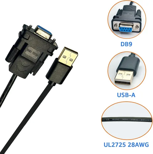 Vista 6 de DSD TECH SH-RS232G USB al microprocesador incorporado del cable hembra serial DB9 FTDI FT232RL