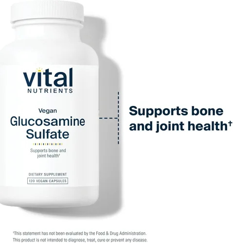 Vista 5 de Vital Nutrients Sulfato de glucosamina vegano de 750 mg – Suplemento saludable para cartílago, movilidad y apoyo articular – Fuente vegetal