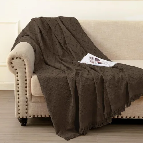 Vista 5 de Rose Home Fashion Fundas de sofá modular de jacquard geométrico para sofá seccional, 2 piezas lavables en forma de L, manta con borlas, protector