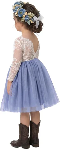 Vista 17 de 2Bunnies - Vestido de fiesta con tutú de tul, espalda de encaje de rosa, tipo A, para niñas Maxi sin mangas de encaje