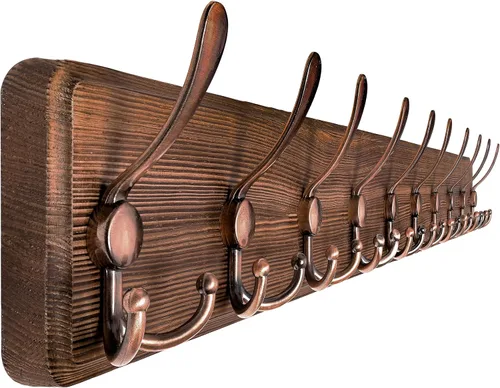 Vista 17 de SKOLOO Perchero de pared montado en la pared de estilo rústico: Perchero de pared de pino de madera auténtica de 40,6 cm de orificio a orificio