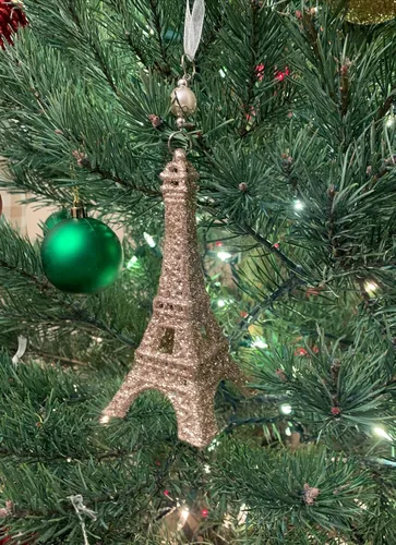 Vista 3 de Kimura's Cabin Adornos de Navidad, 6 piezas de la Torre Eiffel, decoración para árbol de Navidad, para decoración del hogar, fiesta, boda