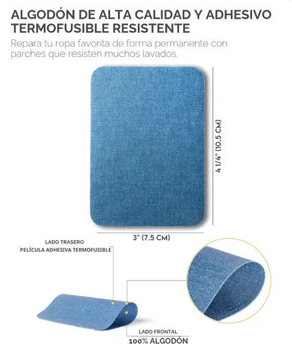 Vista 3 de ZEFFFKA Parches termoadhesivos de mezclilla para interior y exterior, pegamento más fuerte, 100% algodón, kit de decoración de reparación en blanco