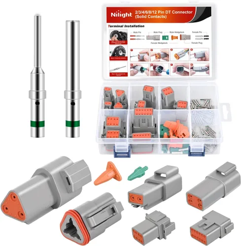 Vista 13 de Nilight Kit de conectores DT de 2 pines, 3 juegos de tamaño 16 contactos sólidos, terminal macho hembra impermeable para conectores de la serie DT