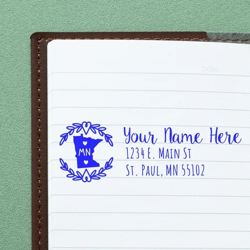 Vista 81 de State of Alabama Wreath Duo Hand Address Stamp - Personalized Rubber Stamp Montaje manual Duo