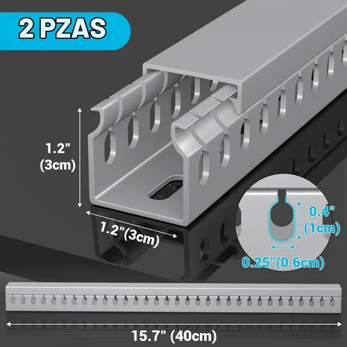 Vista 2 de Kit de conducto de cable con ranura abierta, 31.4" (2 x 15.7) para gestión de cables de rack de servidor, conducto de gestión de cables para ocultar