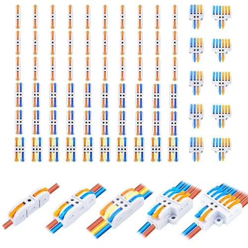 Vista 16 de Kit de conectores de palanca para cables eléctricos de conexión rápida, para terminales en línea compactos, 28-12 AWG, 1 entrada 1 salida (azul, 15)