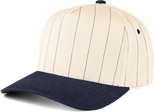 Vista 43 de Funky Junque - Sombreros Snapback de Lona Vintage de Dos Tonos Rayas a rayas - Rojo/Beige