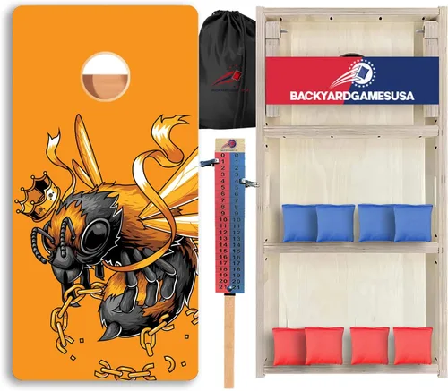 Vista 43 de CornholeGamesUSA Pro - Juego de tablas de Cornhole Fabricado en Estados Unidos Abedul báltico 3/4 Sin rebote Patas triples gruesas Dos