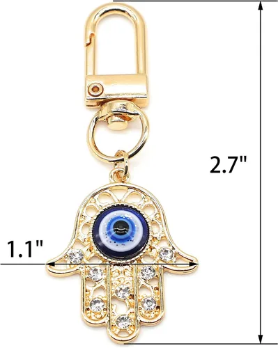 Vista 4 de Llavero de mal de ojo para llavero de automóvil, bolso y monedero para mujeres y hombres, protección de amuleto de buena suerte