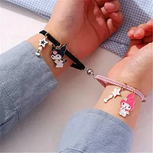 Vista 3 de Ku Cartoon My Bracelet - 2 pulseras magnéticas para parejas atracción mutua relación de amistad a juego para mujeres y hombres