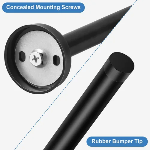 Vista 5 de KOLAKO Topes de puerta, tope de puerta de acero inoxidable, tope de puerta de 5 pulgadas (120 mm) de largo con punta de goma, protector de pared