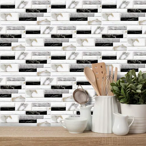Vista 5 de Alwayspon Adhesivo de transferencia de azulejos con efecto mármol, adhesivo autoadhesivo para pared, calcomanías de azulejos para decoración