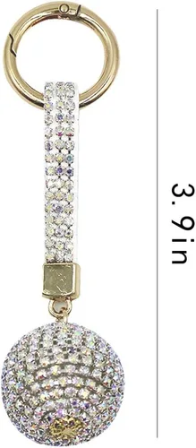 Vista 6 de AIBEARTY Llavero de bola de cristal brillante con diamantes de imitación de moda, bolsa de automóvil, llavero colgante para mujeres y niñas, regalo