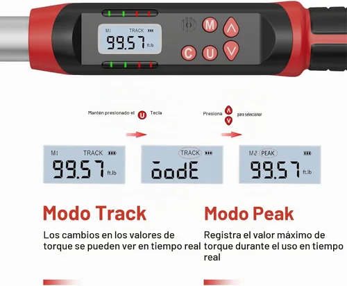 Vista 5 de VANPO Llave dinamométrica digital de 1/2 pulgada 5-99.5 ft-lb/6.8-135Nm, llave dinamométrica electrónica con valor preestablecido, timbre