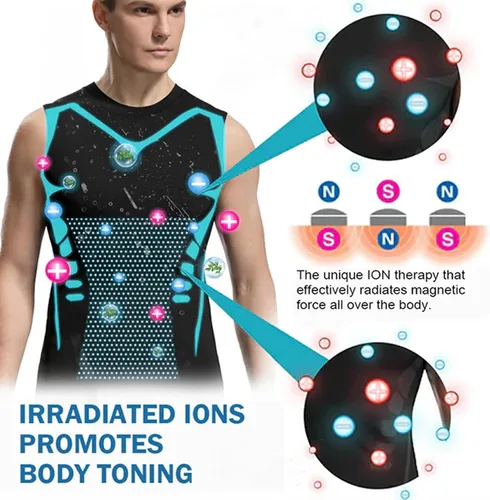 Vista 6 de Biowang 2023 - Camiseta sin mangas con forma iónica ENERGXCEL, chaleco moldeador iónico para hombre