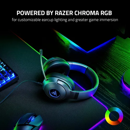 Vista 7 de Auriculares Razer Kraken V3 X con cable USB para juegos: Construcción ligera - Controladores Triforce de 40 mm - Micrófono cardioide HyperClear