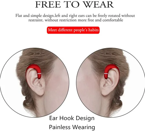 Vista 2 de Auriculares inalámbricos Bluetooth con gancho para la oreja, auriculares sin enchufe con micrófono, auriculares con cancelación de ruido de una sola