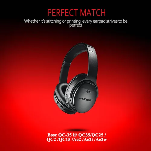 Vista 6 de Krone Kalpasmos - Fundas de repuesto profesional para auriculares Bose, almohadillas de repuesto para QuietComfort 35 Negro