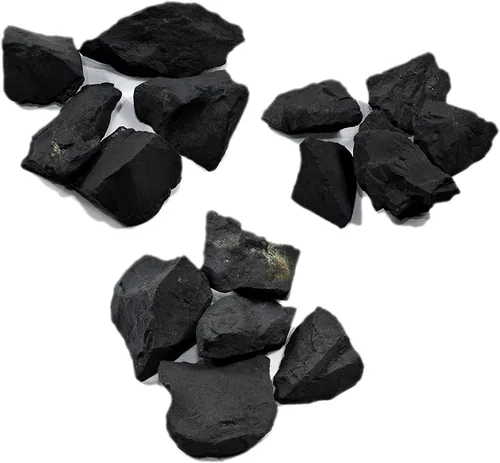 Vista 2 de HQRP Shungita negra careliana áspera, minerales crudos, piedra de agua, especímenes de cristal natural de Rusia, 10