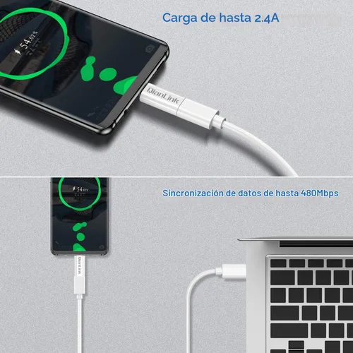 Vista 4 de Adaptador mini USB a USB C, (paquete de 2) Mini USB hembra a USB C macho, conversión de carga y sincronización de datos compatible con Samsung