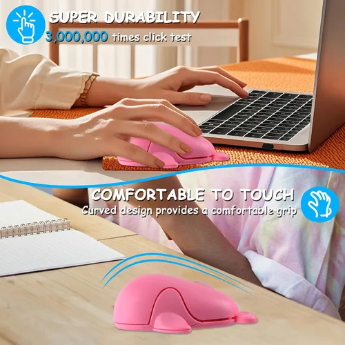 Vista 7 de Ratón inalámbrico Bluetooth lindo animal pequeño con forma de delfín ratones de computadora con receptor USB 2.4GHz y Bluetooth modo dual silencioso