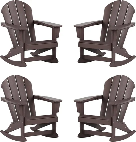 Vista 132 de WestinTrends Silla mecedora Malibu de poliéster para exterior/patio Adirondack, Negra